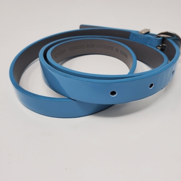 KENNETH COLE REACTION SET OF 2 SKINNY BELTS PEACOCK BLUE BLACK FLORAL WOMEN M - Picture 5 of 15